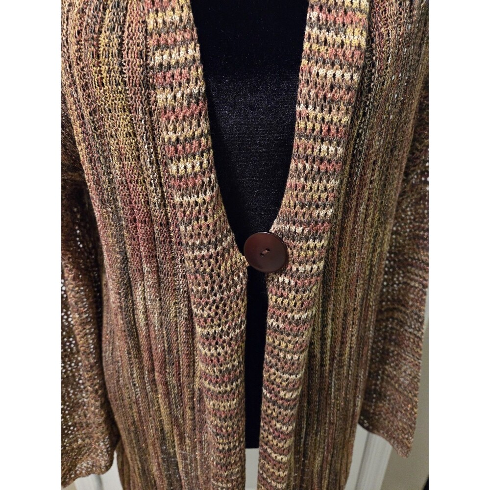 Spicedye Womens Open-Knit V-Neck 1 Button Long Sleeve Cardigan - Size XL - Picture 3 of 14